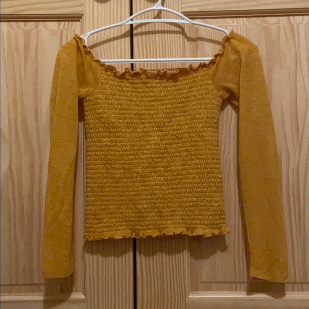 Gold off the shoulder long sleeve